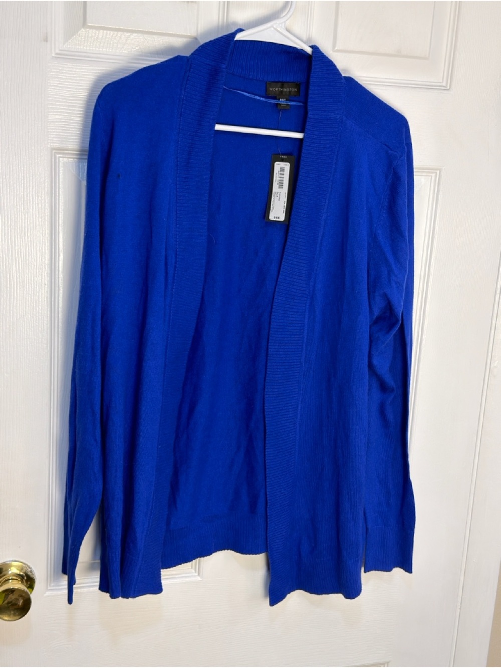 Worthington Open Front Cardigan  Royal Blue and green, black tank top 2XLT, XL